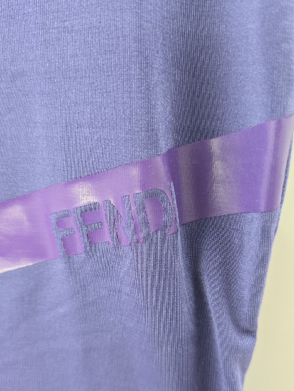 Fendi Slim Fit Purple Cap Sleeve Mock Neck Top - Picture 5 of 8